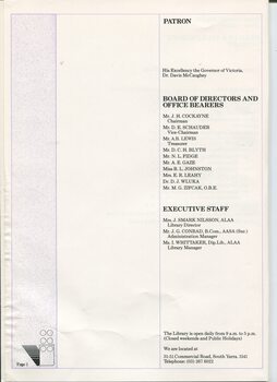 List of Patron, Board of Directors and Office Bearers, Executive Staff and location