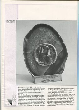 Excerpt of Dr Stephen Murray-Smith's citation for Betty Roland and Matcham Skipper sculpture for 1985