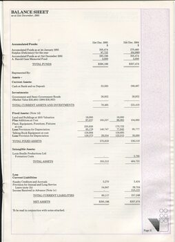 Balance sheet for the financial year