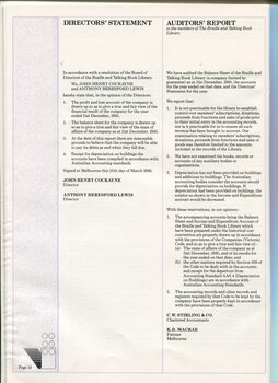 Director's Statement and Auditor's Report