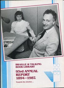 Paul Eddington being interviewed in a sound studio by Elaine Harris