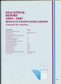 Contents listing of annual general report for the library