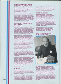 President's report and portrait of author John Bryston with his Braille Book of the Year award