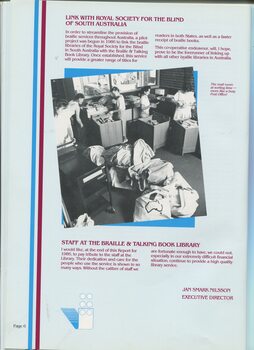 Executive Director's Report and picture of mail room with mail bags on floor as staff sort through returned items