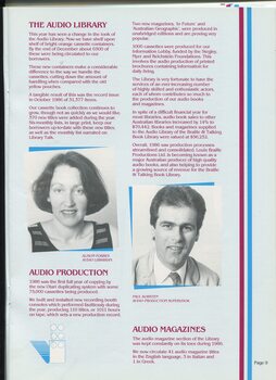 Report on library and audio production with portraits of Alison Forbes and Paul Korsten