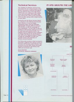 Technical Services report with portrait of Seija Makinen and Christmas Party photo of Santa with Lloyd Smith