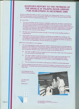 Auditor's report and image of Jan Smark Nilsson showing Paul Eddington around the library