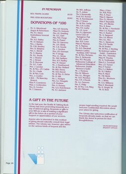 List of donors who donated $100, In Memoriam donations and information on how to donate