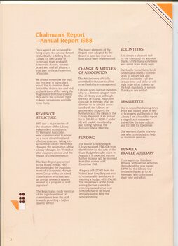 Chairman's report of activities that occurred during the year