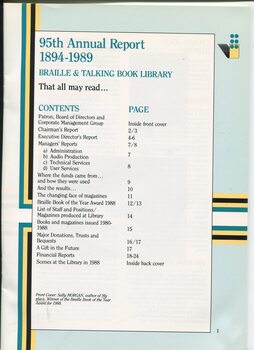 Contents listing of annual general report