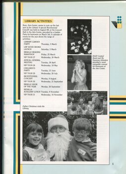 List of library activities and images of the Christmas party