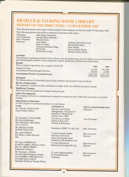 Report of the Directors for the year ending 1989