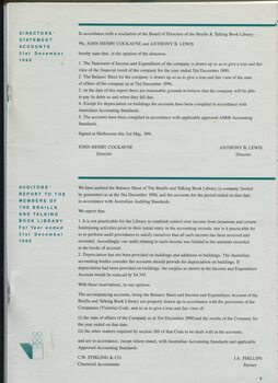 Director's Statement on Accounts and Auditor's report