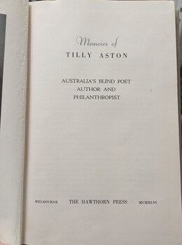 Title page of Memoirs of Tilly Aston