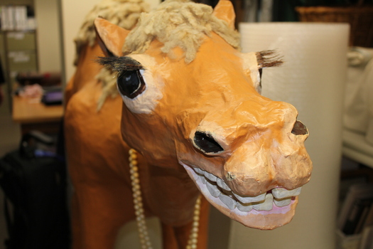 Head piece of papier mache camel