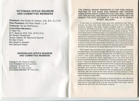 List of Office Bearers and report presented to members