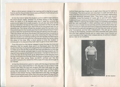How a Seeing Eye Dog is Trained article by Kim Gration