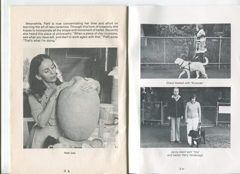 Story of Patti Gration (nee Cox) and images of Patti Gration and people with Seeing Eye dogs