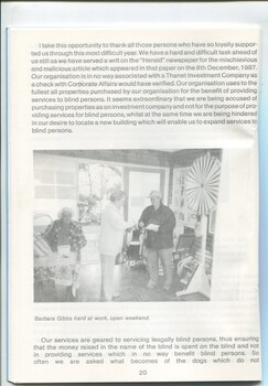 Discussion of recent events and image of Barbara Gibbs