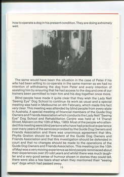 President's report on recent events affecting the school and image of 3 people, one holding a long cane and seeing eye dog
