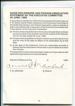 Statement by Executive Committee signed by President and Secretary