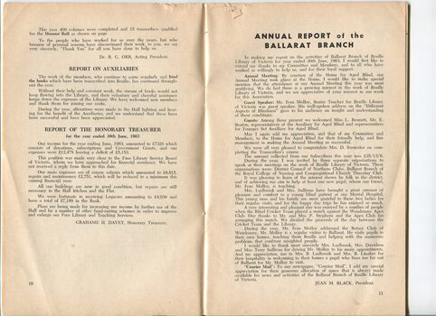 Report from the Executive Committee and the Ballarat Branch