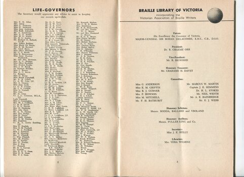 List of Life Governors and Office Bearers