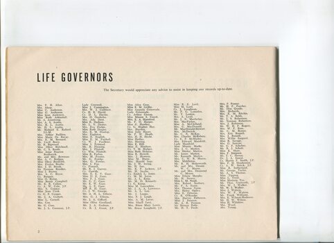 List of Life Governors of the Braille Library of Victoria