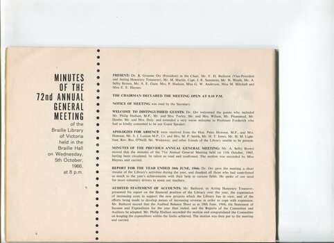 Minutes of the Annual General Meeting for the Braille Library of Victoria
