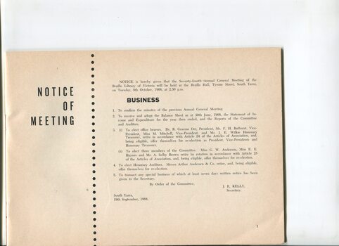 Notice of Annual General Meeting and business to be discussed