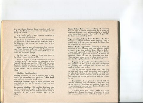 Executive Committee report on the activities of the Braille Library of Victoria