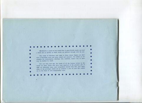 Brief discussion of importance of Braille to those without sight