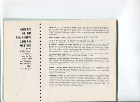 Minutes of Annual General Meeting for the Braille Library of Victoria