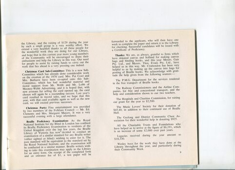Executive Committee report of activities undertaken at the library