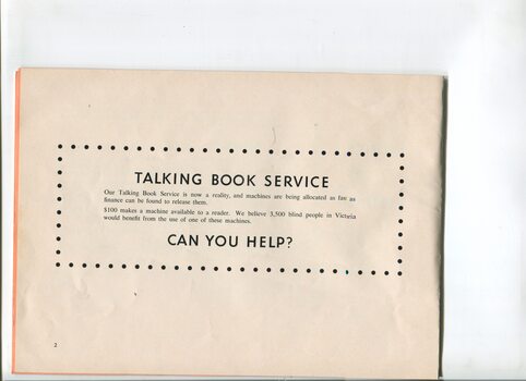 Advertisement for Talking Book Service