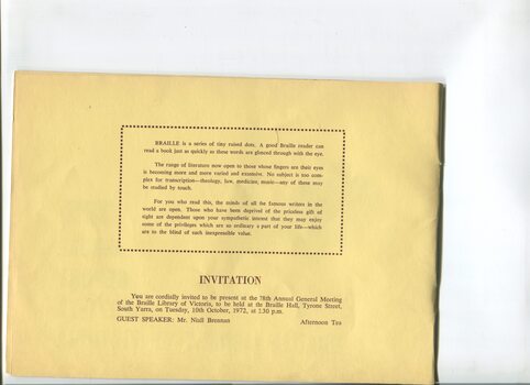Brief discussion of importance of Braille to those without sight