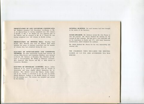 Minutes of Annual General Meeting for the Braille Library of Victoria