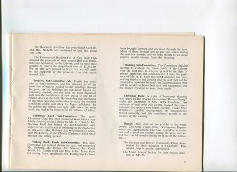 Executive Committee report of activities undertaken at the library