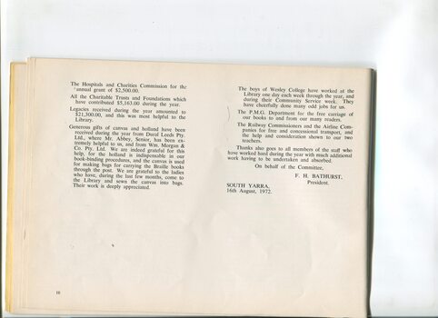 Executive Committee report of activities undertaken at the library