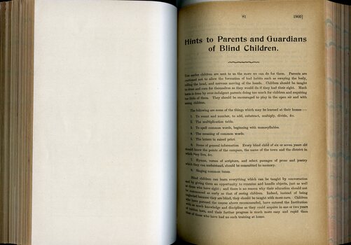 Hints to Parents and Guardians of Blind Children