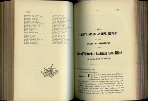 Cumulative list of Life Governors and Board of Management report to public subscribers and Life Members
