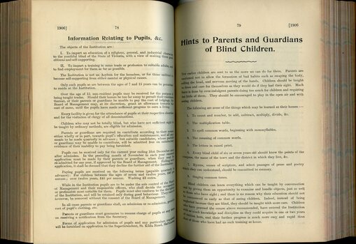 Information Relating to Pupils, etc and Hints to Parents and Guardians of Blind Children
