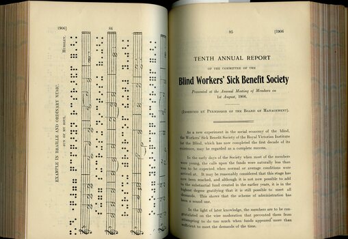 Description of Literary and Music Braille and Annual report of the Blind Workers' Sick Benefit Society