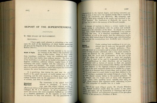 Report of the Superintendent to the Board of Management 