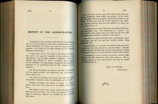 Report of the School Master to the Board of Management