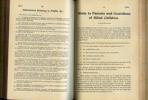 Information Relating to Pupils, etc and Hints to Parents and Guardians of Blind Children