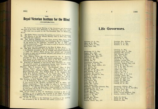 Report from Annual General Meeting and List of Life Governors