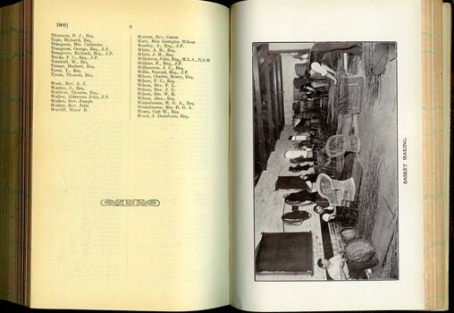 Cumulative list of Life Governors and image of cane workshop