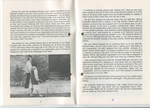 Annual President’s Report from Mrs Phyllis Gration and long cane training