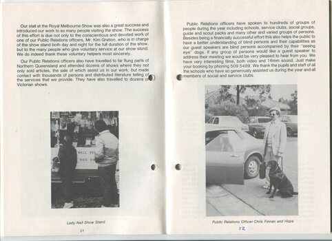 Annual President’s Report from Mrs Phyllis Gration and images of Lady Nell Show stand and Chris Finnan with Hope